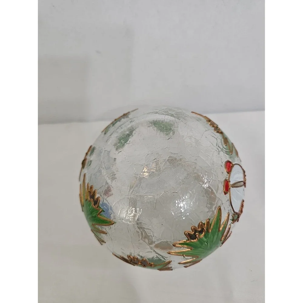 Crackle Glass Votive Hand Painted Snowman Christmas EUC